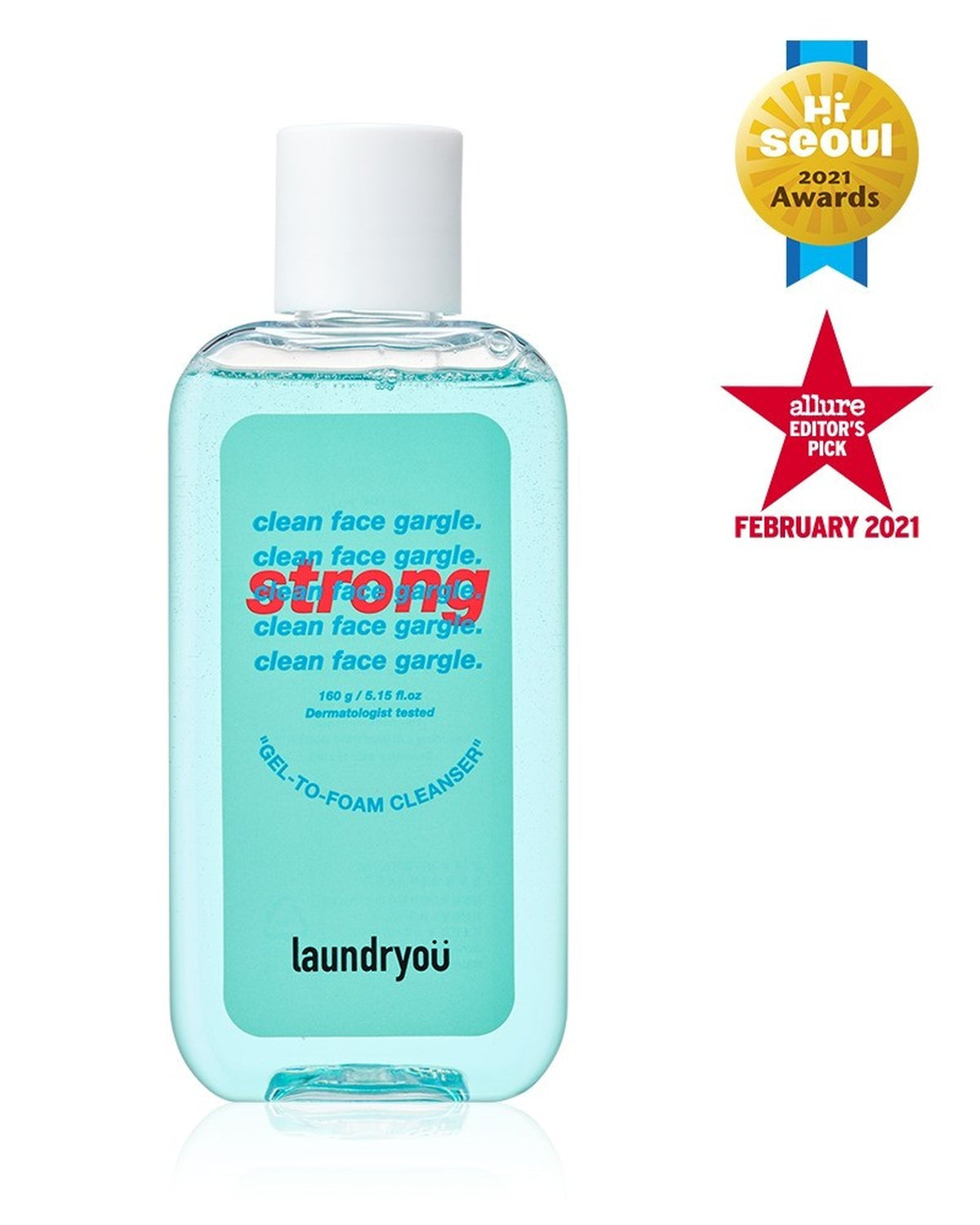 [ laundryou ] Clean Face Gargle Gel-to-Foam Cleanser Strong 160g