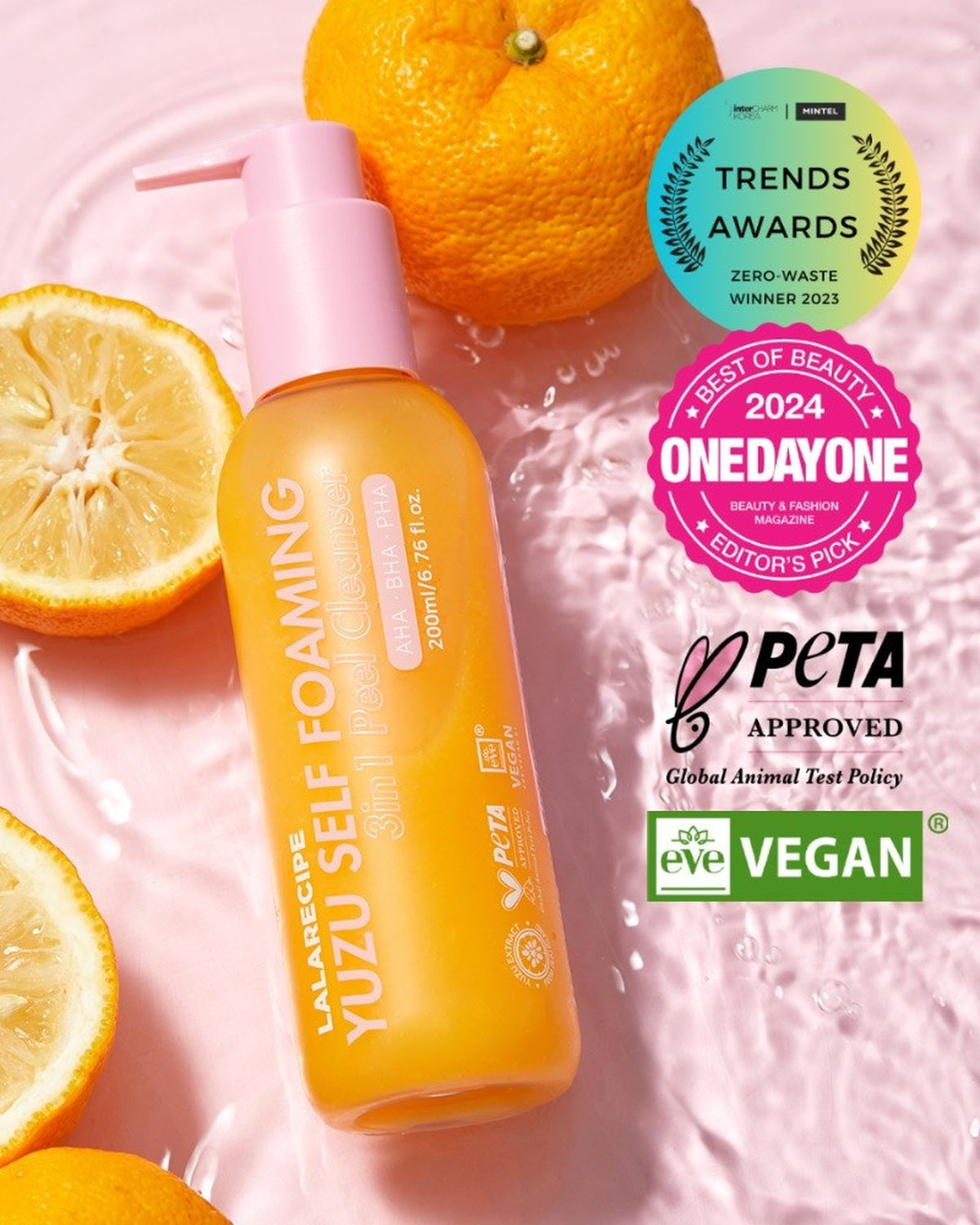 [ LALARECIPE ] Yuzu Self Foaming 3 in 1 Peel Cleanser 200ml