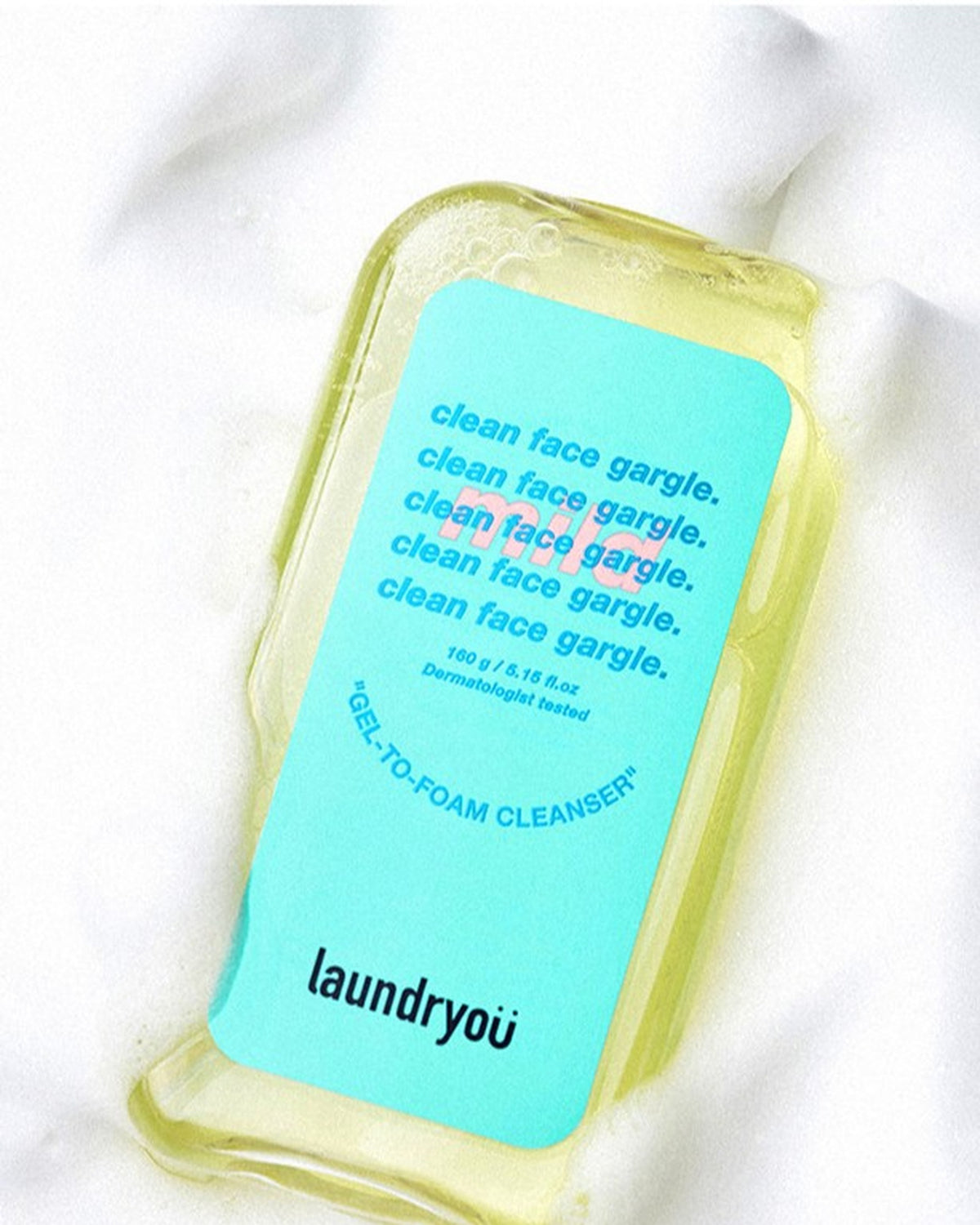 [ laundryou ] Clean Face Gargle Gel-to-Foam Cleanser Mild 160g