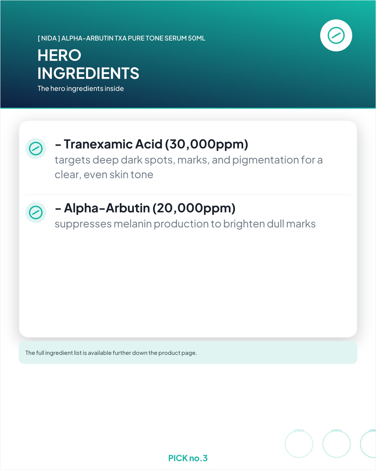 [ NIDA ] Alpha-Arbutin TXA Pure Tone Serum 50ml