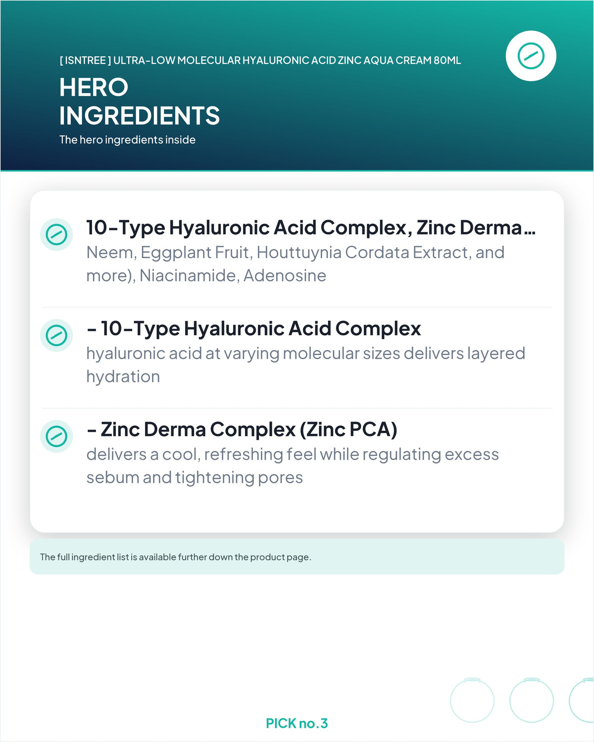 [ Isntree ] Ultra-Low Molecular Hyaluronic Acid Zinc Aqua Cream 80ml