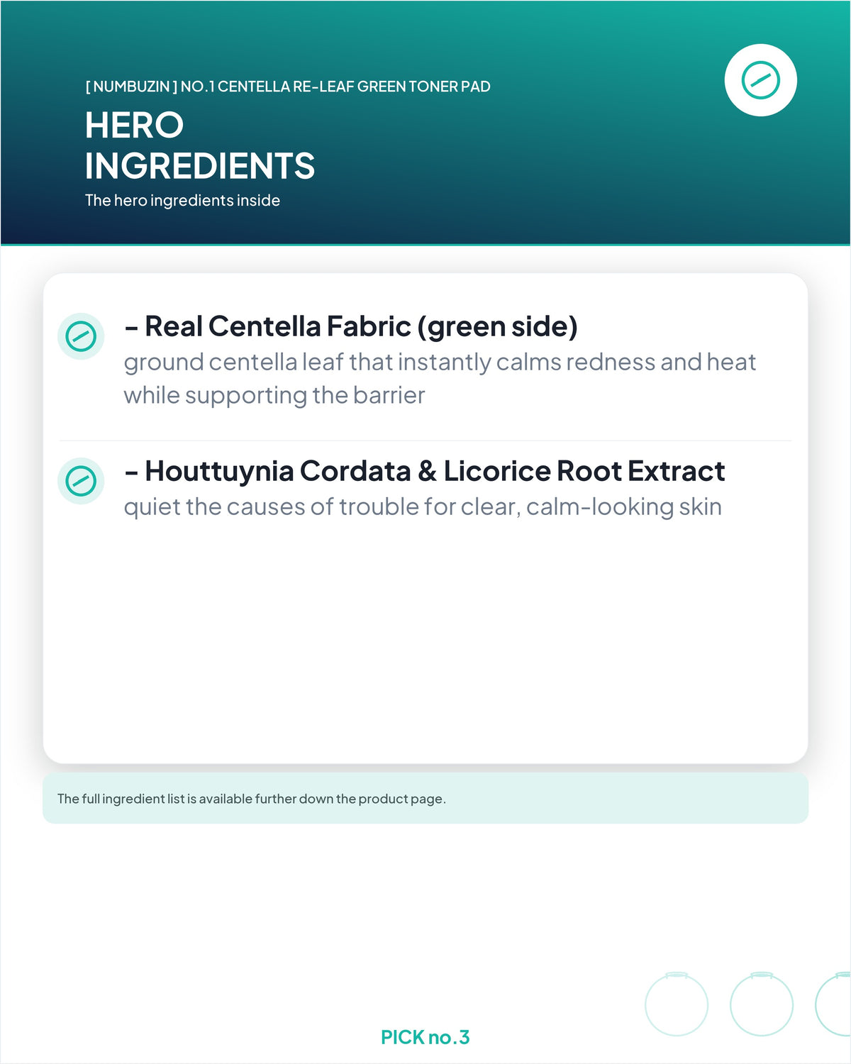 [ numbuzin ] No.1 Centella Re-Leaf Green Toner Pad