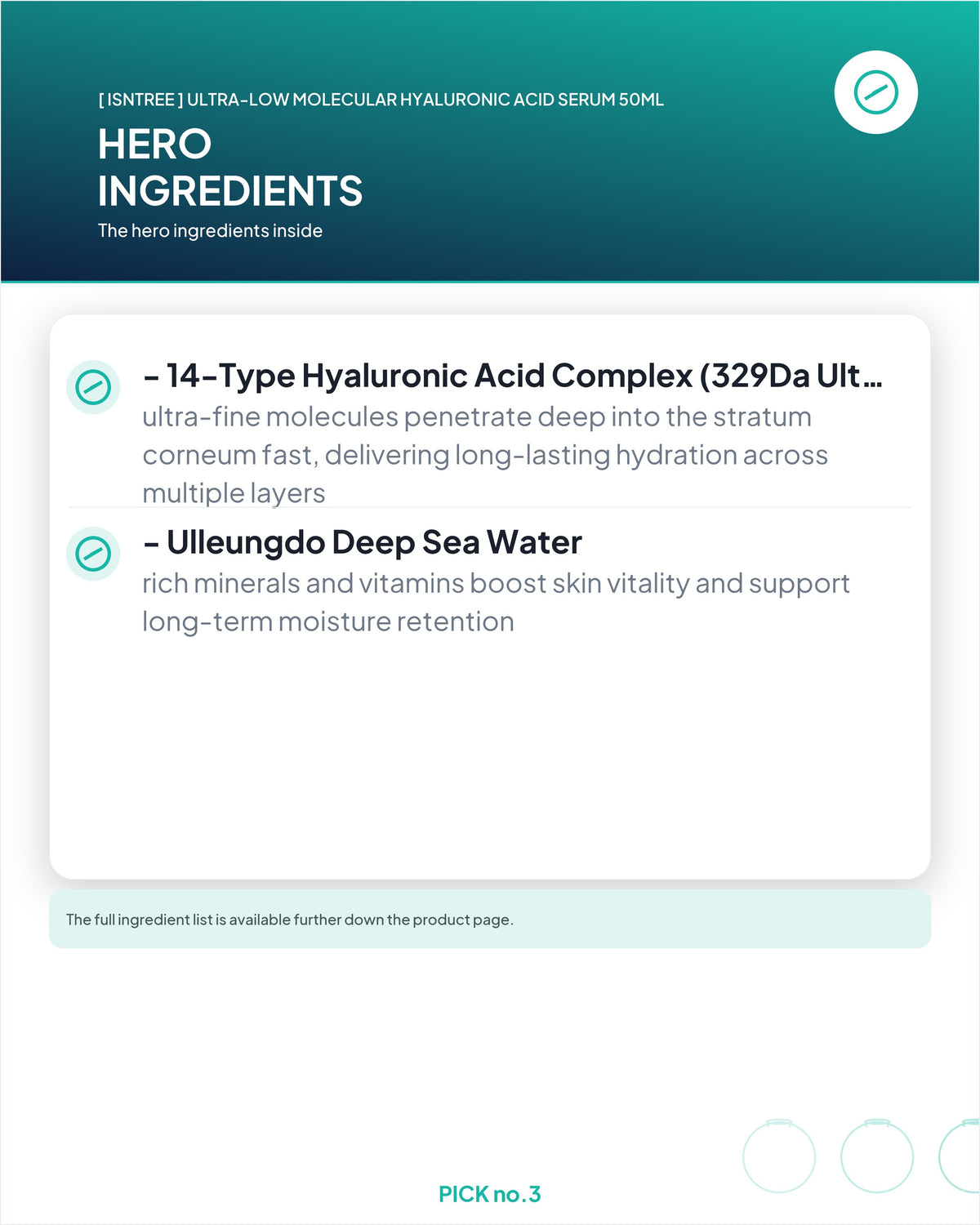 [ Isntree ] Ultra-Low Molecular Hyaluronic Acid Serum 50ml