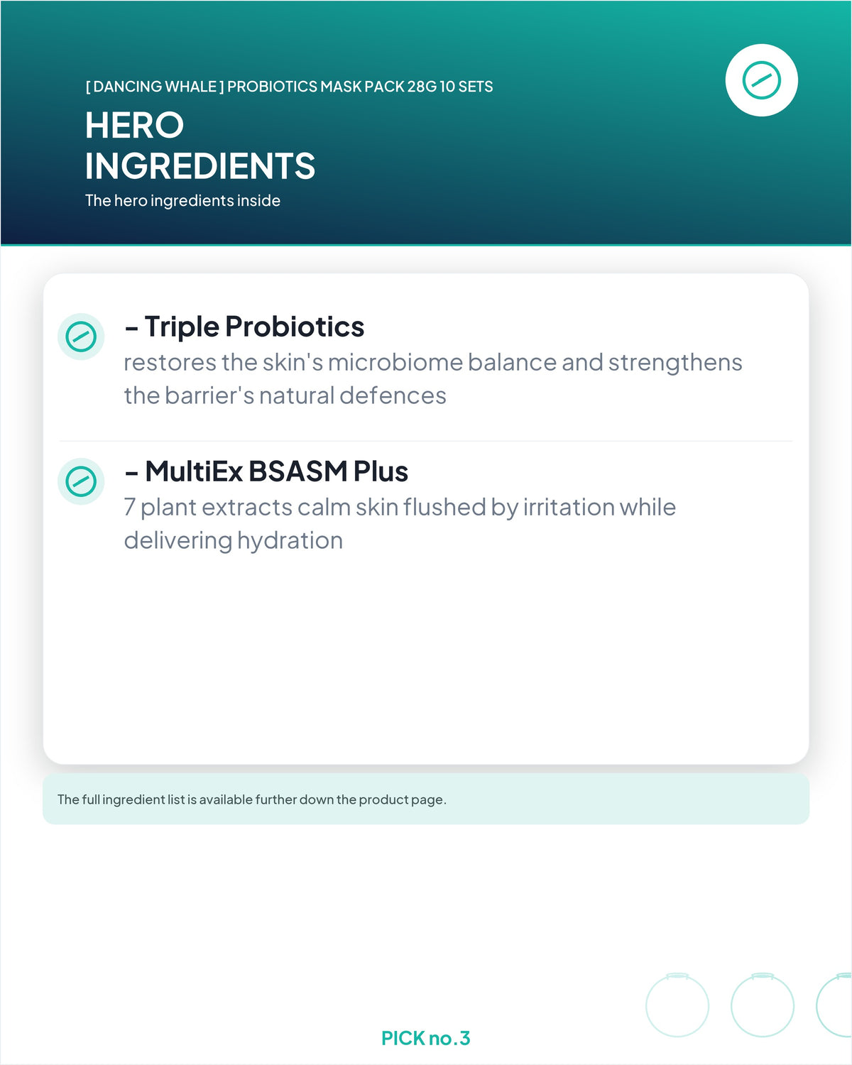 [ Dancing Whale ] Probiotics Mask Pack 28g 10 Sets