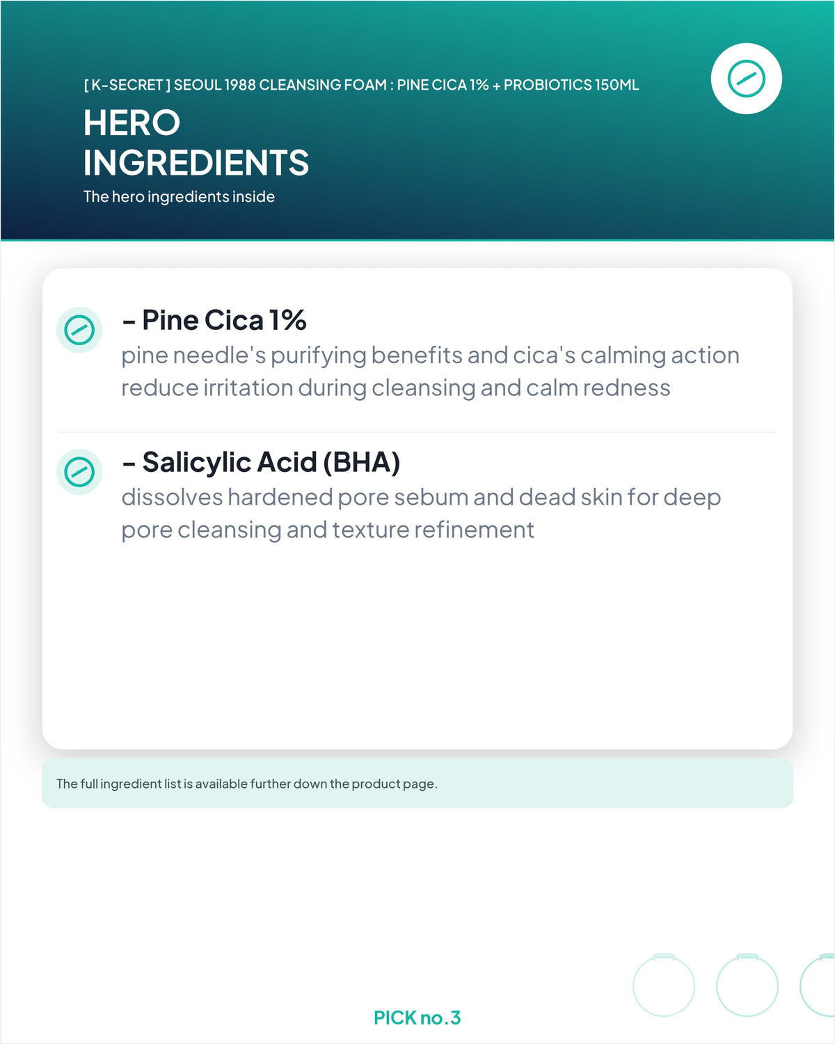 [ K-SECRET ] SEOUL 1988 Cleansing Foam : Pine Cica 1% + Probiotics 150ml