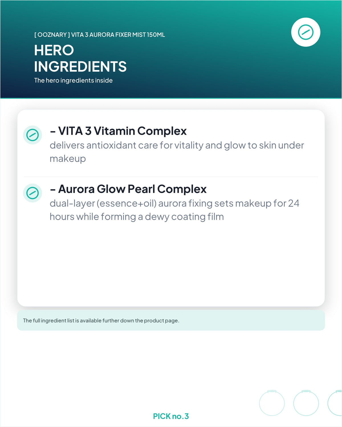 [ Ooznary ] Vita 3 Aurora Fixer Mist 150ml