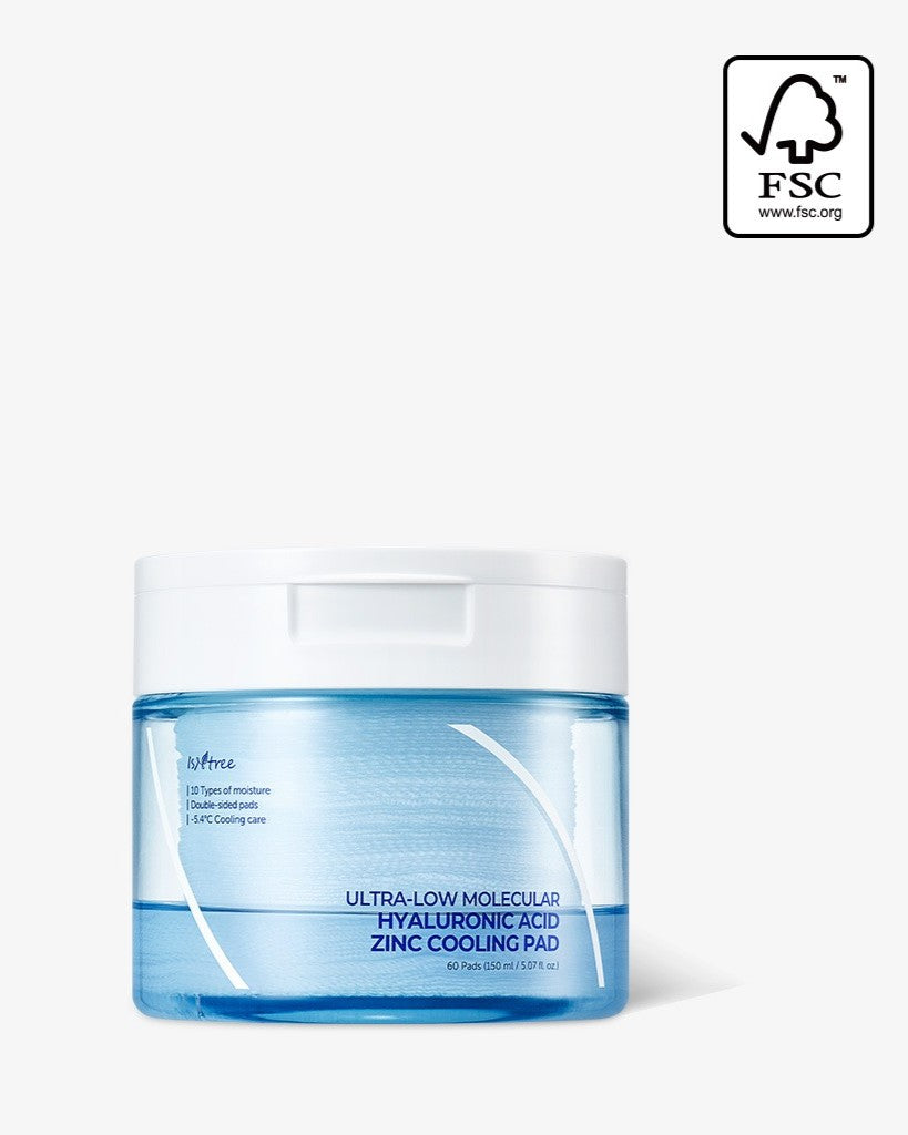 [ Isntree ] Ultra-Low Molecular Hyaluronic Acid Zinc Cooling Pad 150ml 60 Sheets