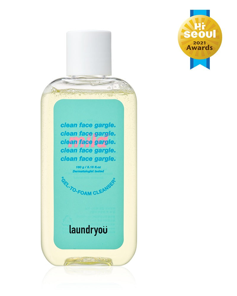 [ laundryou ] Clean Face Gargle Gel-to-Foam Cleanser Mild 160g
