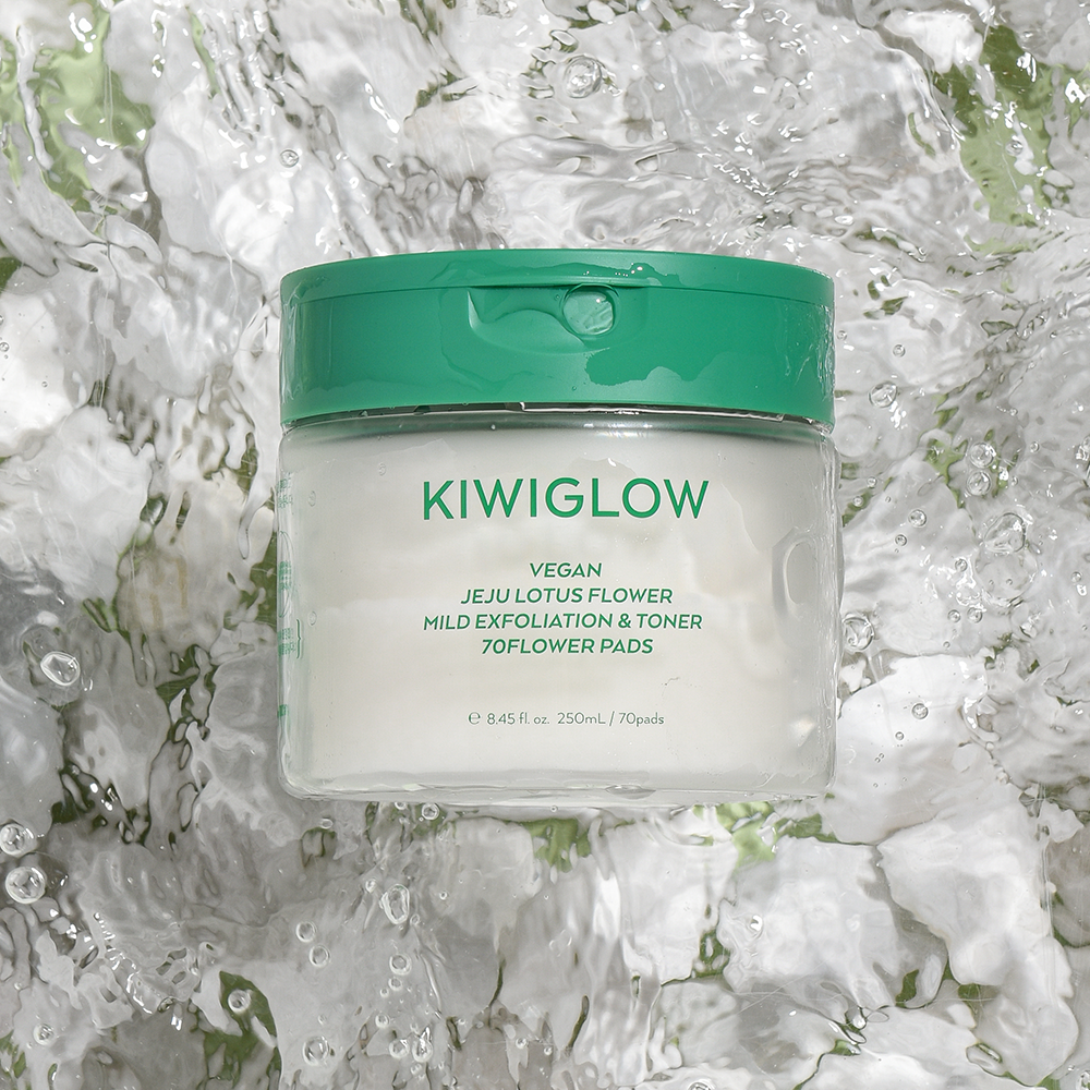 [ KIWIGLOW ] Portable Vegan Jeju Lotus Flower Mild Exfoliation & Toner Flower Pads 60ml (15pads)